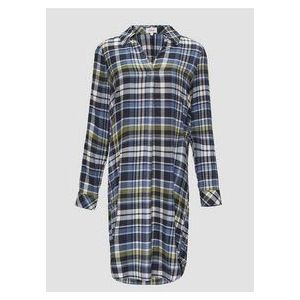Jurk - Korte Overhemdjurk - Viscosemix - V-hals - Ruitpatroon