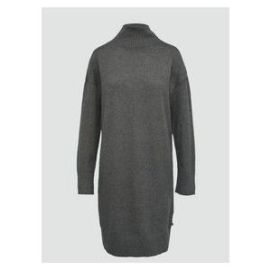 Tricot Jurk - Zwart - Geribde Kraag