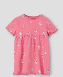 Jurk - Katoenen Jurk - Met Plooien - Ronde Halslijn - Korte Mouwen