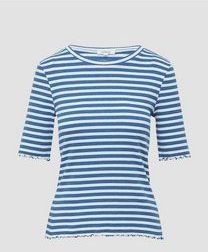 T-shirt - Slim Fit - Strepenpatroon - Katoenmix - Ronde Hals - Halflange Mouwen