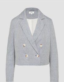 s.Oliver - Blazer - Navy / Lichtblauw - Katoen - Revers Kraag, Knoopsluiting, Licht Gevoerd