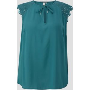 Mouwloze blouse van viscose met broderie