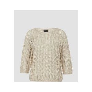 s.Oliver - BLACK LABEL - Gebreide Trui - Katoenmix - Relaxed-fit met Ajourbreisel en Lovertjes