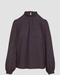 QS - Blouse - Aubergine/Wit - Wijde Blouse - Lange Mouw