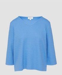 Sweatshirt - V-halslijn - Getextureerde Jersey - 3/4-mouwen