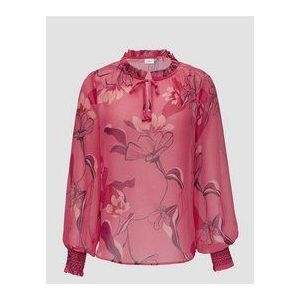 Blouse - Bloemenprint - Chiffon - Tuniek Kraag - Lange Mouw