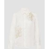 Blouse - Lange Mouwen - Normale Pasvorm - Zachte Stof - Met 3D-Juweelversieringen