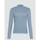 Cloudy Blue - Longsleeve - Opgeruwd Jersey - Staande Kraag - Lange Mouwen