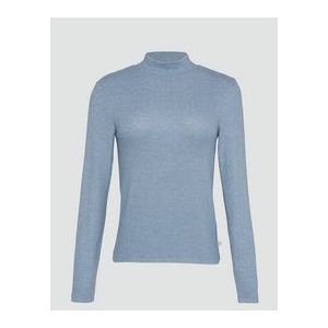 Cloudy Blue - Longsleeve - Opgeruwd Jersey - Staande Kraag - Lange Mouwen