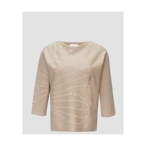 Gebreide Trui - Motiefprint - Knitwear - Geribbelde Kraag - Driekwart Mouw