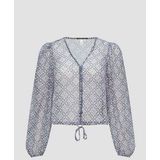 QS Blouse  lichtblauw / mosterd / offwhite