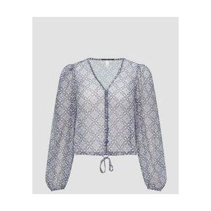 QS Blouse  lichtblauw / mosterd / offwhite