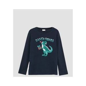 Pailletten - Longsleeve - Kerstmotief - Zwart - Polyester