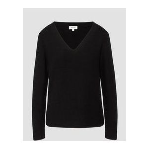 s.Oliver - Trui - Zwart - V-hals - Losse Pasvorm - Lange Mouw
