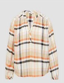 s.Oliver - Blouse - Oranje - Wijde Blouse - Lange Mouw - Normale Pasvorm