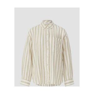 s.Oliver - Blouse - Lichtbruin / Wit - Klassieke Blouse - Lange Mouw