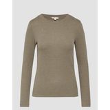 Shirt - Effen - Lange Mouwen - Aansluitende Pasvorm - Ronde Hals