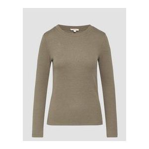 Shirt - Effen - Lange Mouwen - Aansluitende Pasvorm - Ronde Hals