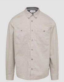 s.Oliver - Overhemd - Lichtbruin - Katoen - Regular Fit - Lange Mouw