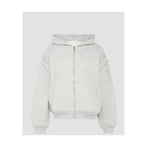 Sweatshirt - Capuchon - Siersteentjes - Katoen - Grijs