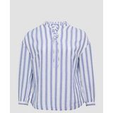 s.Oliver - Blouse - Royal Blue/Wit - Gevoerde Zoom/Rand - Lange Mouw