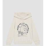 s.Oliver - Sweatshirt - Zwart/Wolwit - Sweatstof - Capuchon, Motiefprint, Losse Pasvorm, Lange Mouw
