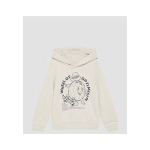 s.Oliver - Sweatshirt - Zwart/Wolwit - Sweatstof - Capuchon, Motiefprint, Losse Pasvorm, Lange Mouw