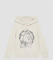s.Oliver - Sweatshirt - Zwart/Wolwit - Sweatstof - Capuchon, Motiefprint, Losse Pasvorm, Lange Mouw