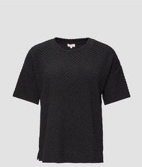 s.Oliver - Shirt - Zwart - Kwartmouw - Ronde Hals - Losse Pasvorm