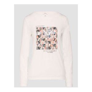 T-shirt - Met Lange Mouwen - Zacht - Stretchy Katoenmix - Slanke Pasvorm - Ronde Hals - Opvallende Print met Pailletten