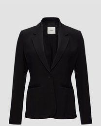 s.Oliver - BLACK LABEL - Blazer - Zwart - Slanke Pasvorm, Knoopsluiting, Viscose