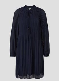 Jurk - Geplooide Chiffonjurk - Lange Mouwen - Tuniekhalslijn