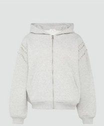 Sweatshirt - Capuchon - Siersteentjes - Katoen - Grijs