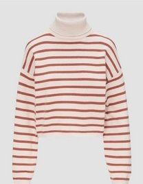 Sweater - Gebreide Trui - Casual - Cropped - Zachte Viscosemix met Strepen