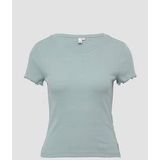 Shirt - Effen - Geribbeld Gebreid - Ronde Hals - Kwartmouw - Normale Pasvorm