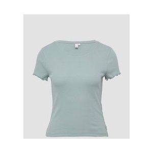 Shirt - Effen - Geribbeld Gebreid - Ronde Hals - Kwartmouw - Normale Pasvorm