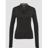 Shirt - Effen - Jersey - Lange Mouw - Opstaande Kraag - Slanke Pasvorm