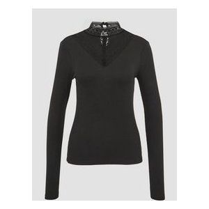 Shirt - Effen - Jersey - Lange Mouw - Opstaande Kraag - Slanke Pasvorm