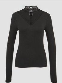 Shirt - Effen - Jersey - Lange Mouw - Opstaande Kraag - Slanke Pasvorm