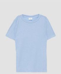 T-shirt - Slim-fit - Geribd - Korte Mouwen - Ronde Hals