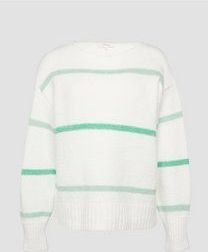 s.Oliver - Trui - Lichtgroen / Wit - Gebreid - Lange Mouw
