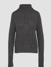 Gebreide Trui - Kabeltrui - Wol - Opstaande Kraag - Middellange Lengte