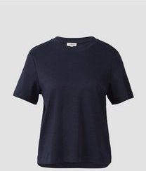 Verkort T-shirt van interlockjersey, Donkerblauw, 34