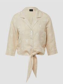 s.Oliver BLACK LABEL - Blouse - Linnenblend - Kortgeknipt - Bijenborduurwerk