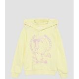 s.Oliver - Sweatshirt - Geel/Pink - Sweatstof - Capuchon, Motiefprint, Glitterend