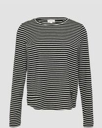 T-shirt - Gestreept - Lyocell - Lange Mouw - Aansluitende Pasvorm