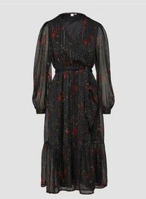 QS - Jurk - Olijfgroen - Donkerrood - Zwart - Zilver - Blousejurken