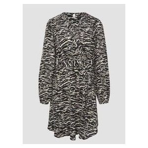 Jurk - Korte Wikkeljurk - Lange Pofmouwen - All-over Print - Crêpe Stof