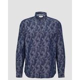 s.Oliver - Overhemd - Marine/Duifblauw - Katoen - Lange Mouw