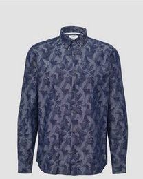 s.Oliver - Overhemd - Marine/Duifblauw - Katoen - Lange Mouw